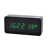 Wooden LED Alarm Clock – Temperature Display, USB/Battery & Adjustable Brightness
