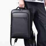 Men's Leather Laptop Backpack – USB Charging Port, 15.6-Inch Sleeve & PU Leather