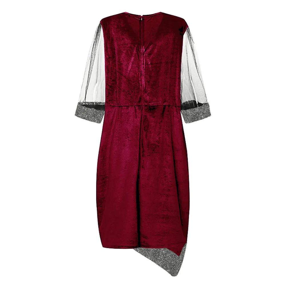 Chic Plus-Size Fall Party Dress - Elegant Autumn Evening Wear for Curvy Women