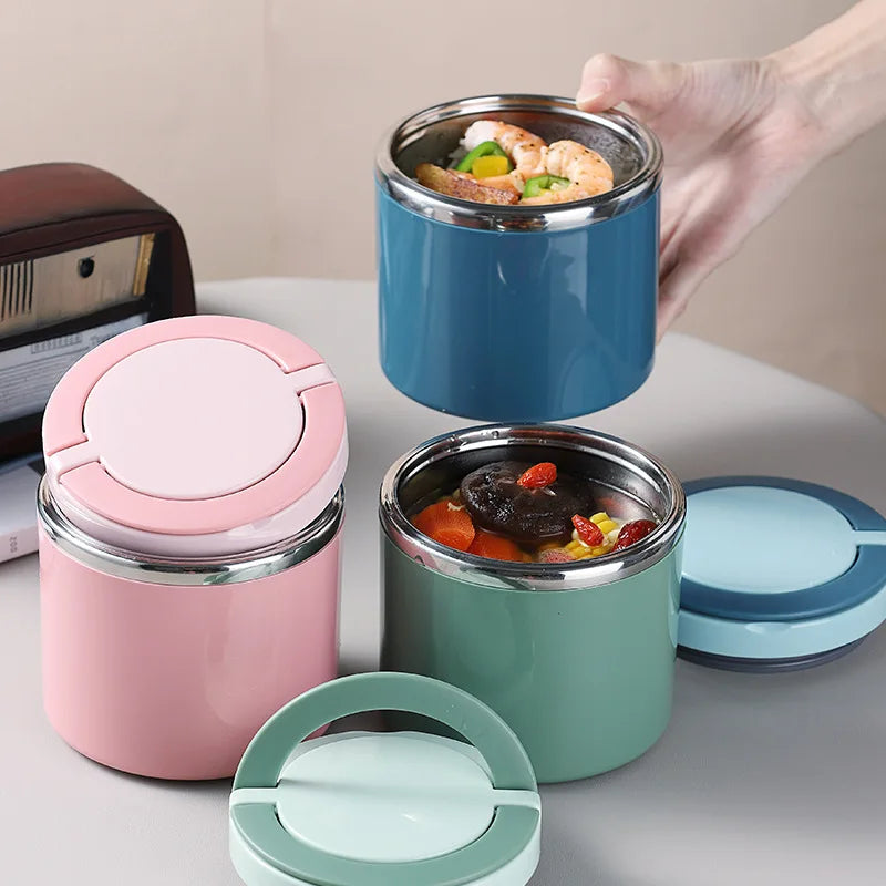 Insulated Stainless Steel Thermal Lunch Box – 630/1000ml, Double-Walled & Leak-Proof Lid