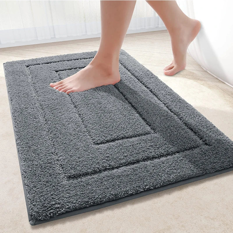 Non-Slip Microfiber Bath Rug – Double-Frame Design, Absorbent & Machine-Washable