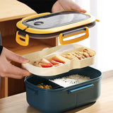 Bento Lunch Box – 1200ml 2-Tier Leakproof, Divided Tray & Spoon & Fork Included