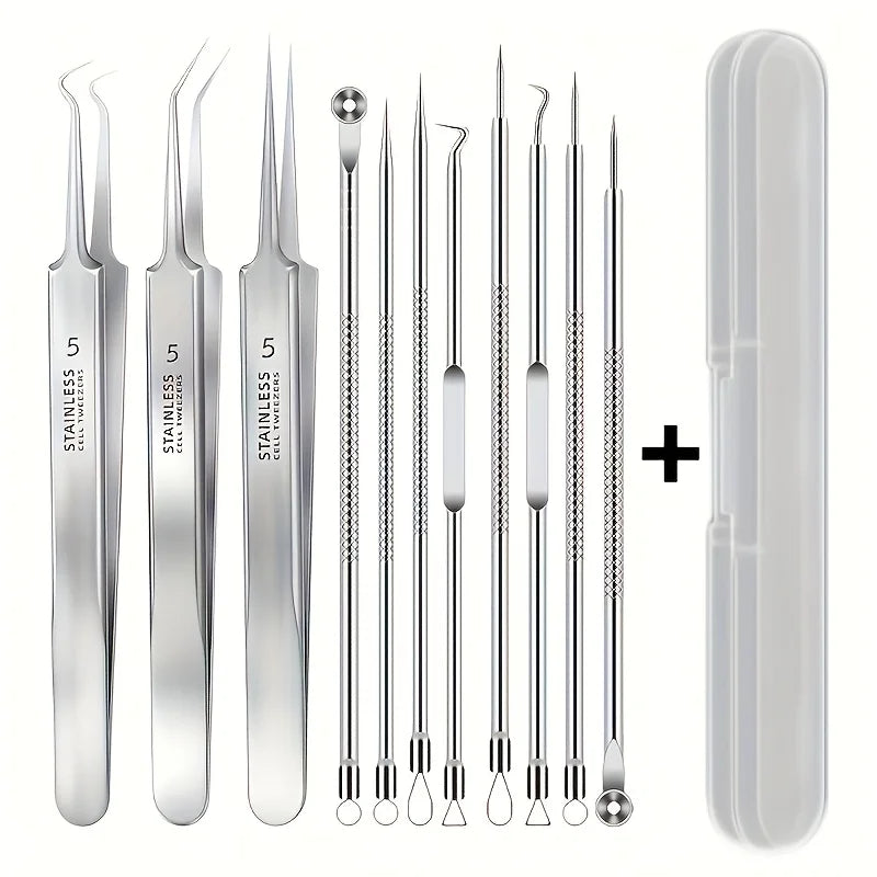 Blackhead Remover Tool Set – 8-Piece Stainless Steel & Storage Case
