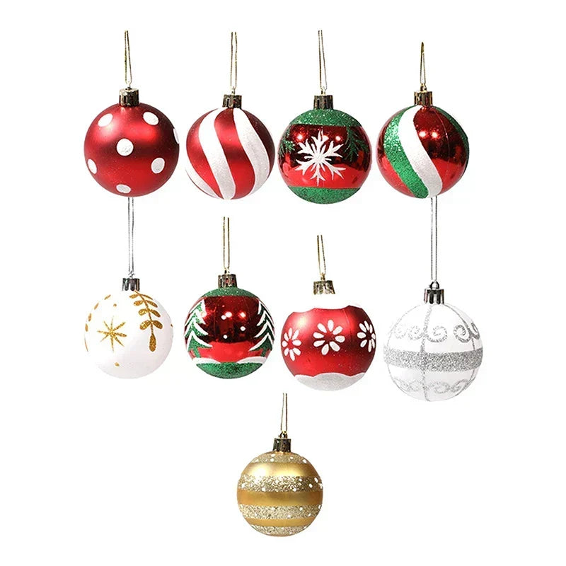 Elegant Snowflake Christmas Bauble Set – Red, White and Gold Ornaments