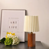 Medieval Pleated Table Lamp | Nordic Wood Base Design