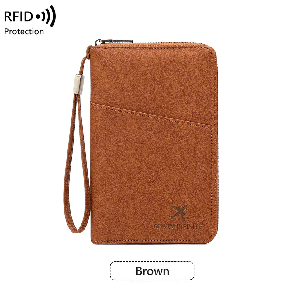 RFID Passport Organizer – Faux Leather, Holds 4 Passports & Zip Closure