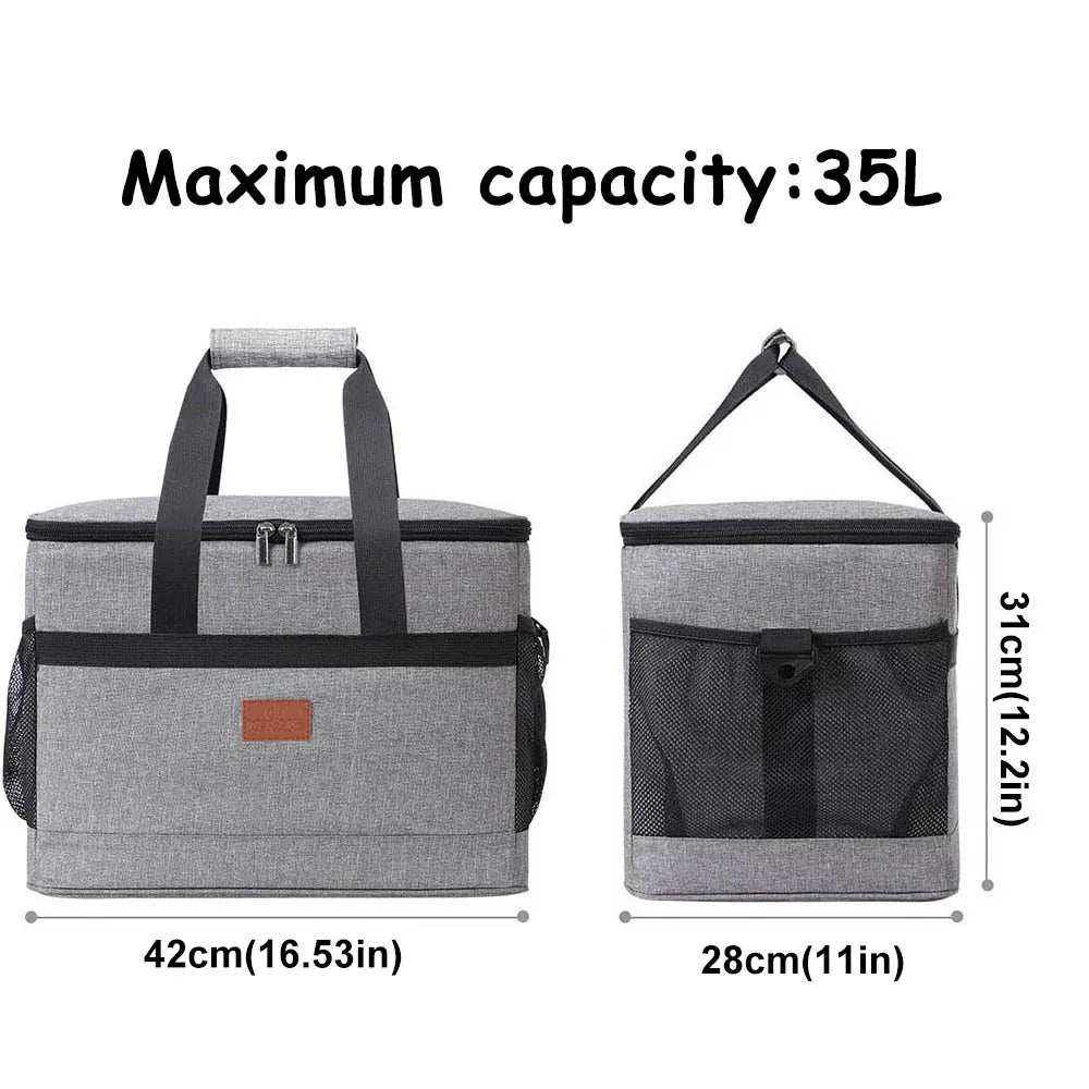 Foldable Insulated Cooler Bag – 35L, Shoulder Strap & Mesh Pocket