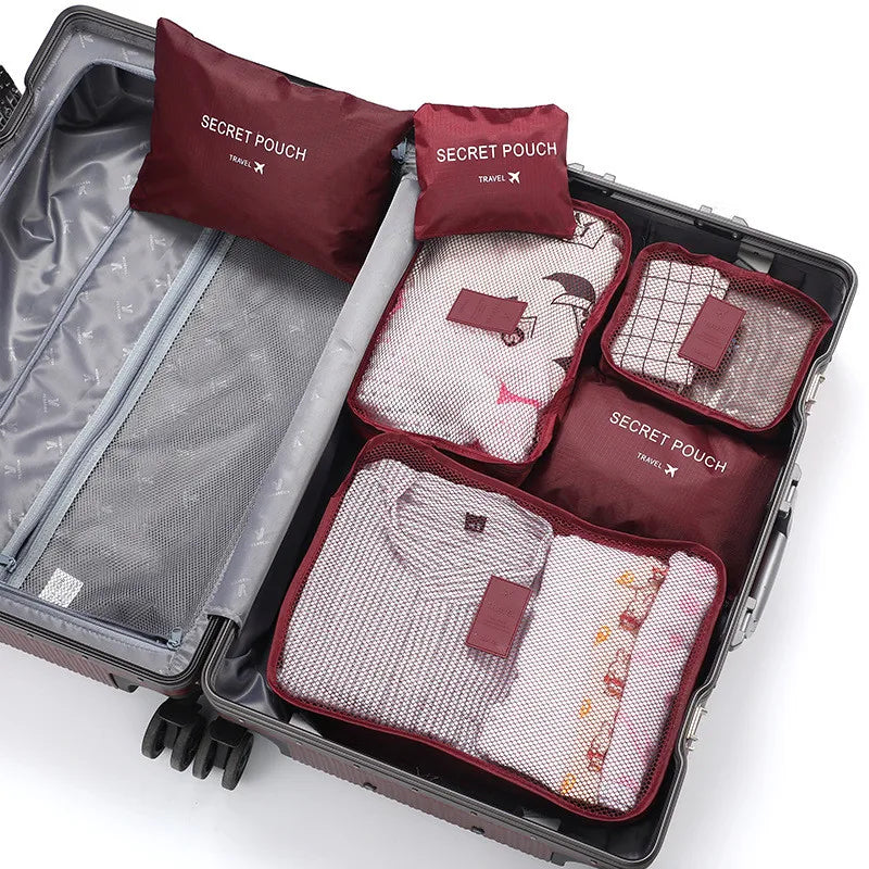 6-Piece Packing Cube Set – Waterproof Polyester, Breathable Mesh & Suitcase Organizer