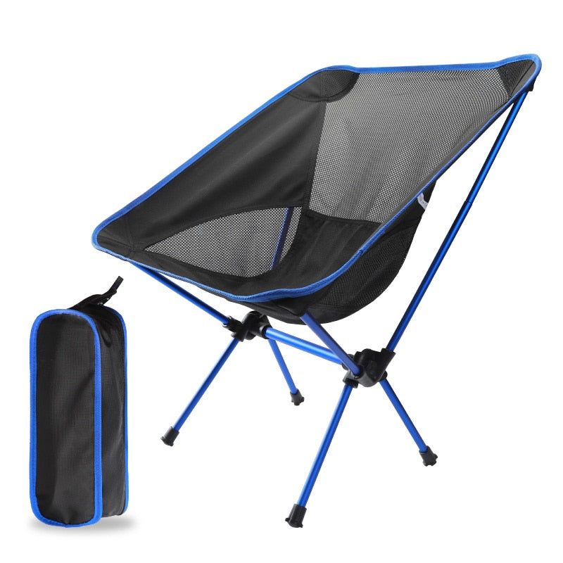 Ultralight Folding Camping Chair – 0.9kg, Aluminum Frame, Mesh, with Carry Bag