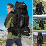 Trekking Backpack – 90L Waterproof Nylon, Padded Hip Belt & Multiple Compartments