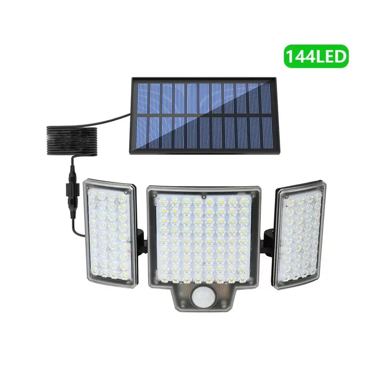 Solar Motion Sensor Wall Light – 106/144/280 LEDs, 120° Detection & Remote Control