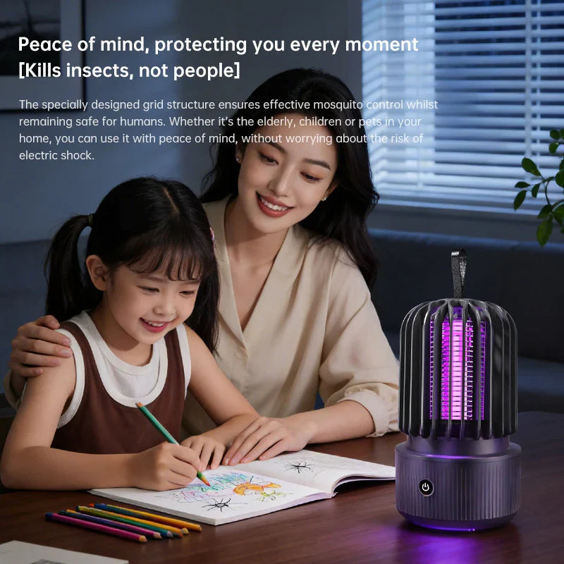 Electric Mosquito Killer Lamp – UV Light, 1200mAh Rechargeable & USB Powered