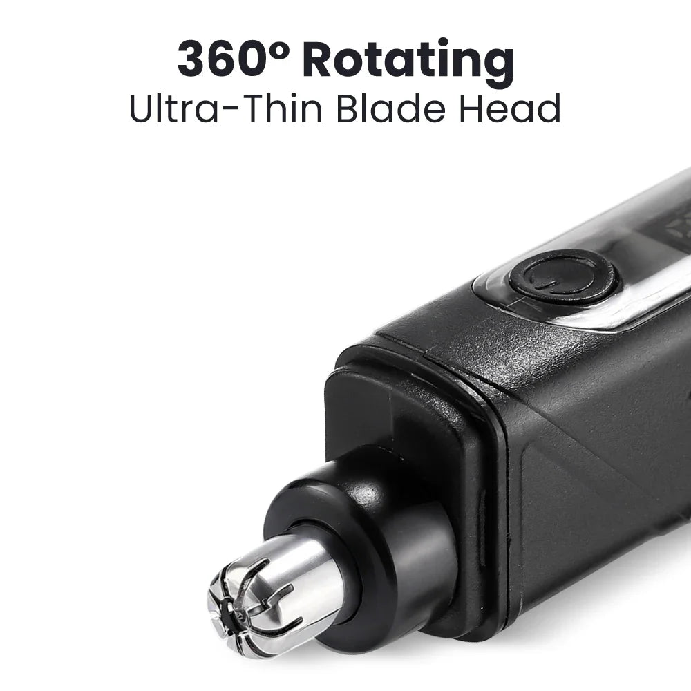 Rechargeable Nose & Ear Hair Trimmer – LED Battery Display, Wet & Dry Use