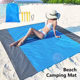 Sand-Free Beach Mat – Waterproof, 200×210 cm & Carry Bag with Stakes
