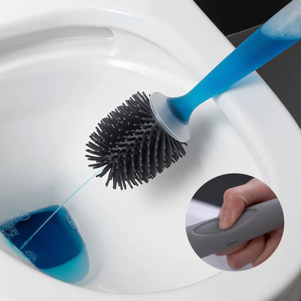Silicone Toilet Brush with Soap Dispenser – Wall-Mounted Holder & Quick-Dry