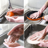 Silicone Dish Gloves – Built-In Scrub Bristles, Heat-Resistant & Reusable