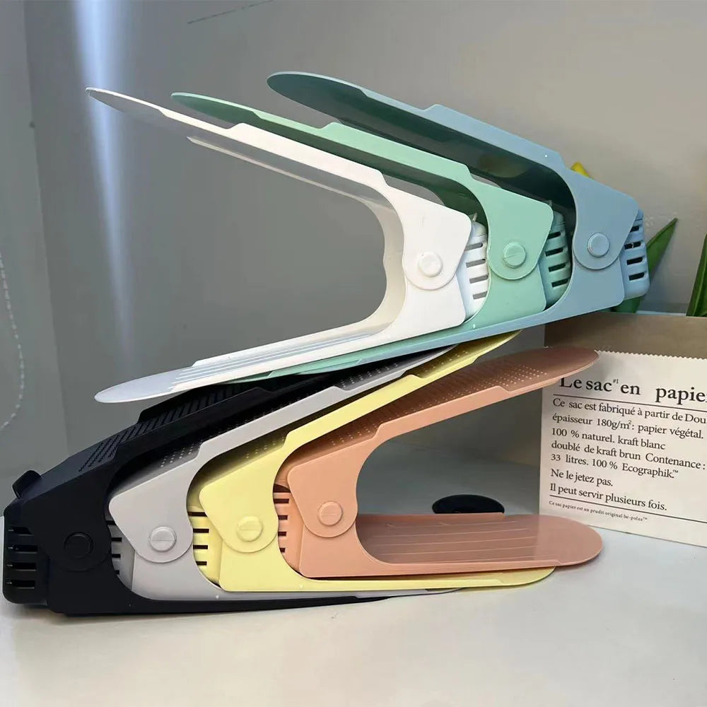 Adjustable Shoe Slot Organizer – 3-Level Height, Stackable & Non-Slip