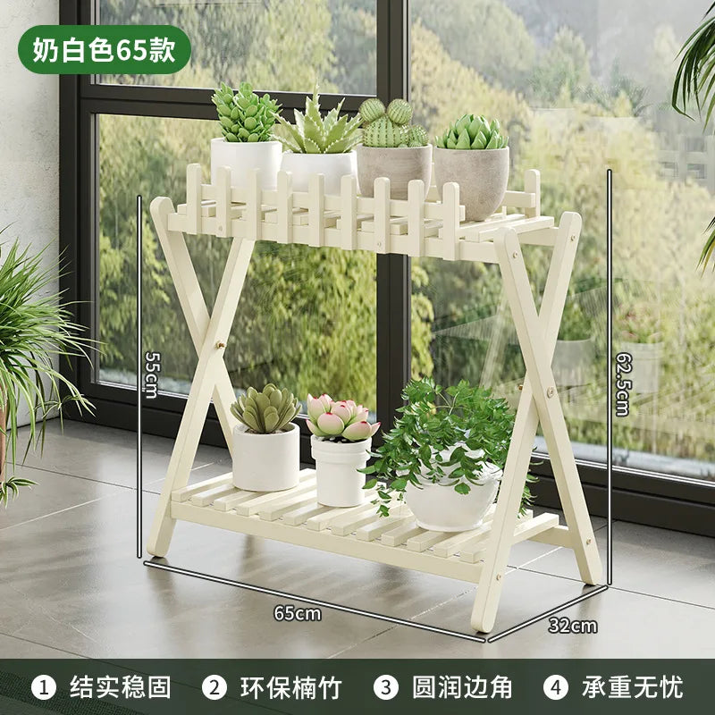 Optimized Product Title: "2-stöckiges Bambus-Pflanzenregal mit dekorativem Zaungitter – Stilvolles Pflanzenregal für Innen- und Außenbereich" 

This title includes relevant keywords while enhancing clarity and appeal for potential buyers.