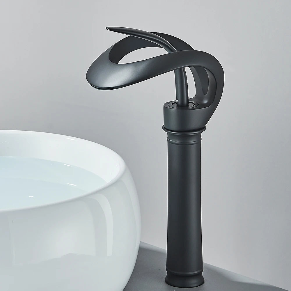 Flowarc Waterfall Mixer Tap – Black-Long