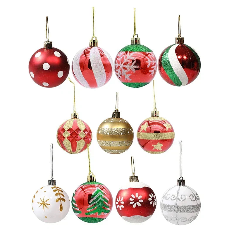 Elegant Snowflake Christmas Bauble Set – Red, White and Gold Ornaments