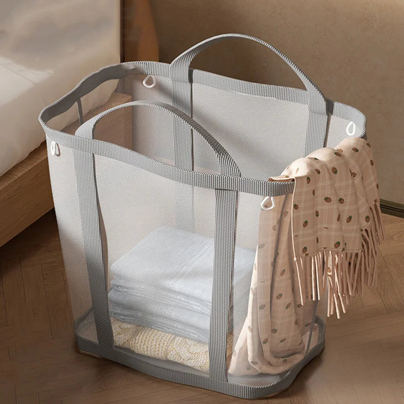 Foldable Mesh Laundry Hamper – Breathable, Carry Handles & Collapsible