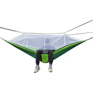 Camping Hammock with Mosquito Net – 210T Parachute Nylon, 200kg Capacity & 260×140cm