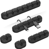 Self-Adhesive Cable Holder – Silicone, Multi-Slot & Black Desk Organizer