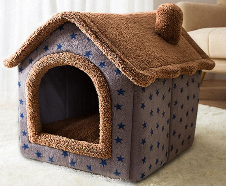 Weiches Tierhaus-Bett für Katzen und kleine Hunde – Gemütliches Schlafhäuschen mit Kuschelfunktion