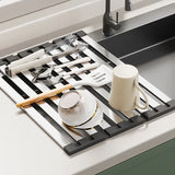 Over-Sink Dish Drain Rack – 304 Stainless Steel, Heat-Resistant & 35-45cm Sizes