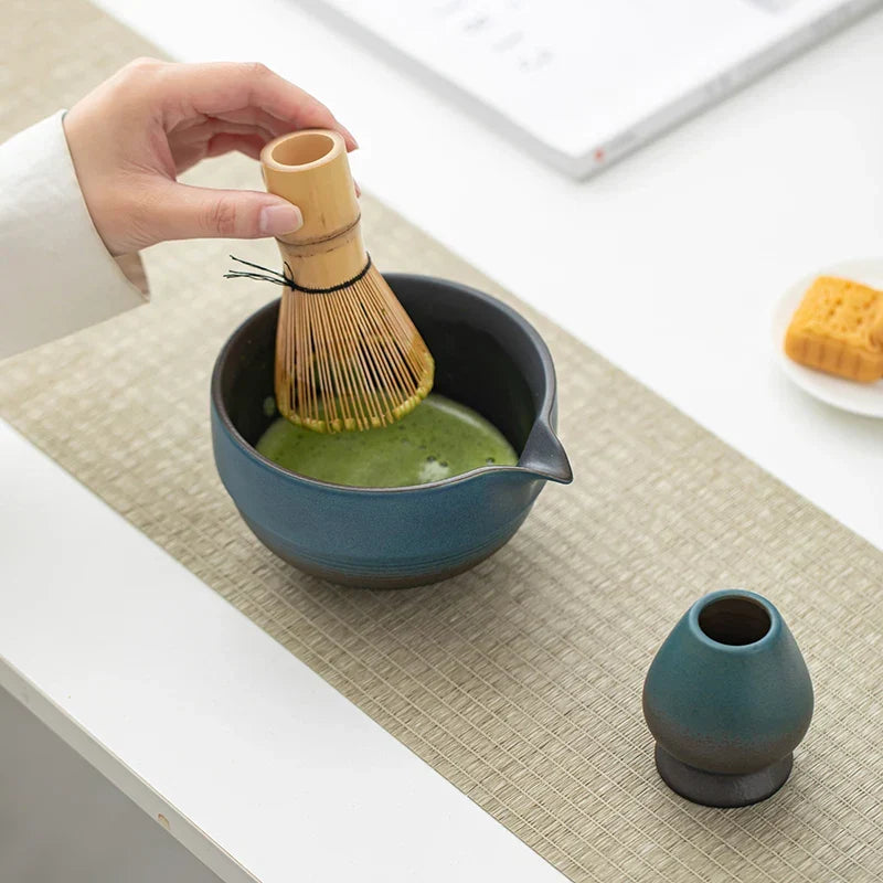 Handcrafted Japanese Matcha Bowl Green Standard Size Ceramic