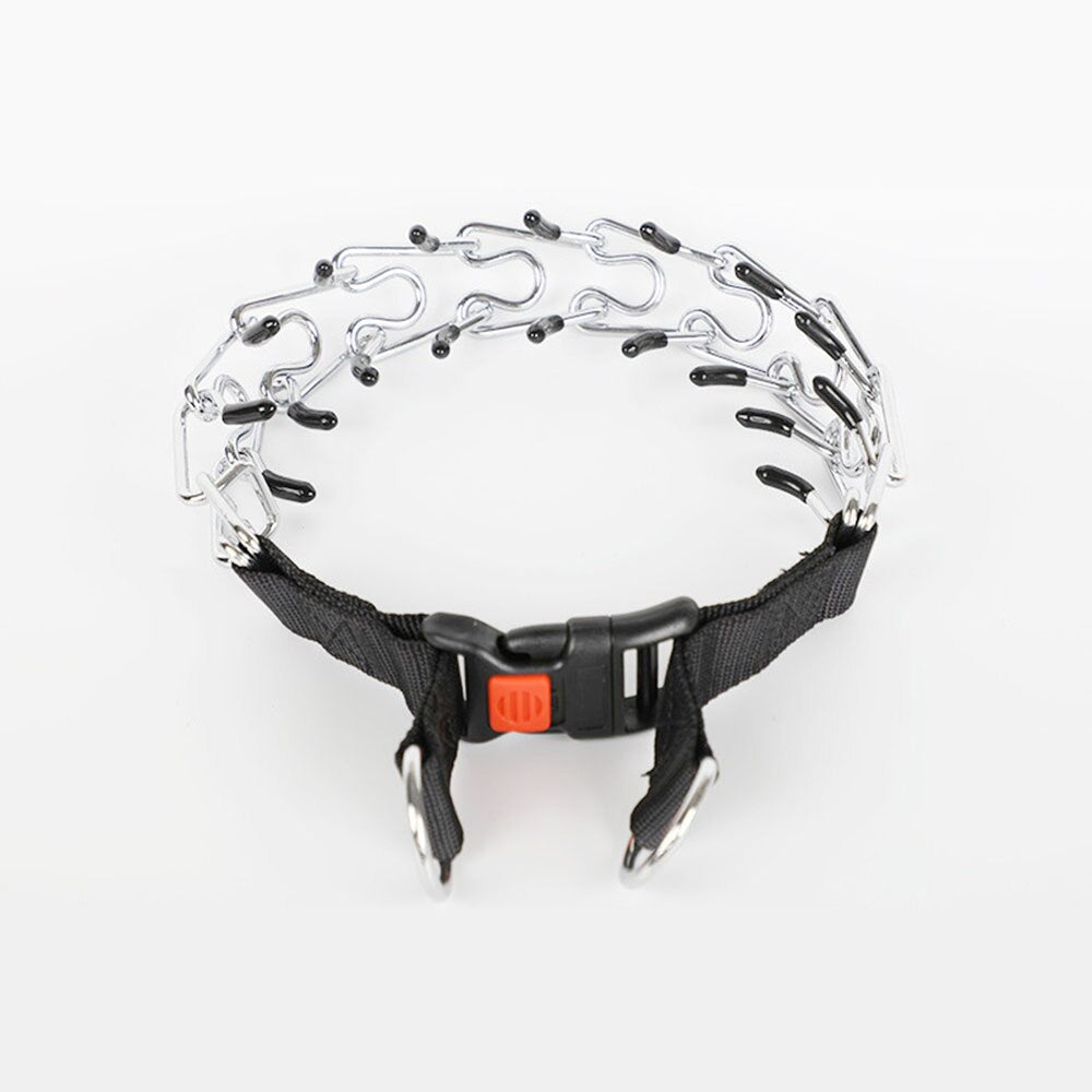 Dog Training Pinch Collar – Quick-Release Chrome Chain, Adjustable & S–XL Sizes