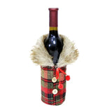 Christmas Wine Bottle Cover with Fur Collar – Santa Coat Bottle Sleeve