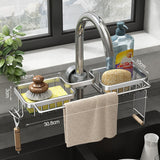 Enhanced Product Title: **Multifunctional Kitchen Organizer - Sponge, Brush & Towel Holder Combo for Space-Saving Efficiency**