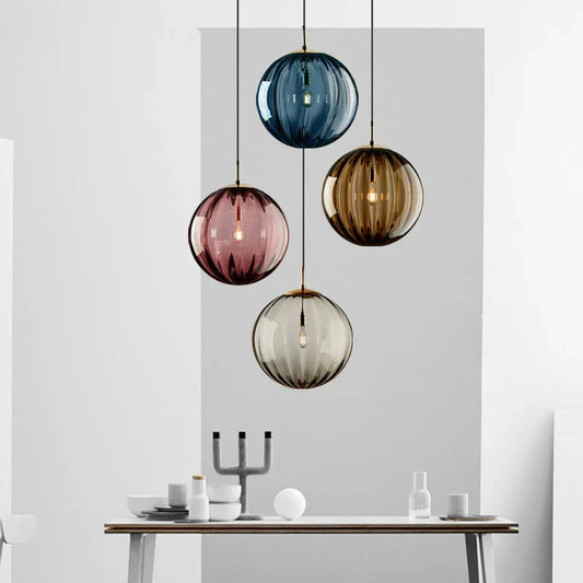 Glass Ball Pendant Light – Nordic Design, Brass Finish & Adjustable Sizes
