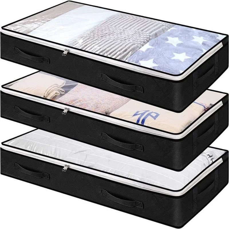 Under-Bed Storage Bags 2-Pack – 90L Each, Clear Zip Lid & Foldable