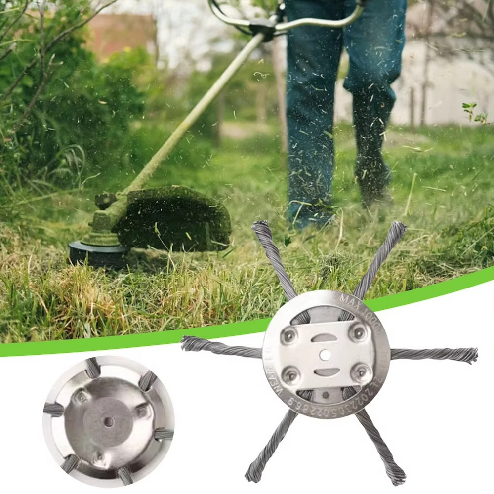 Wire Weed Trimmer Head – Universal Fit, 3 Brush Blades & Replacement Grass Cutter