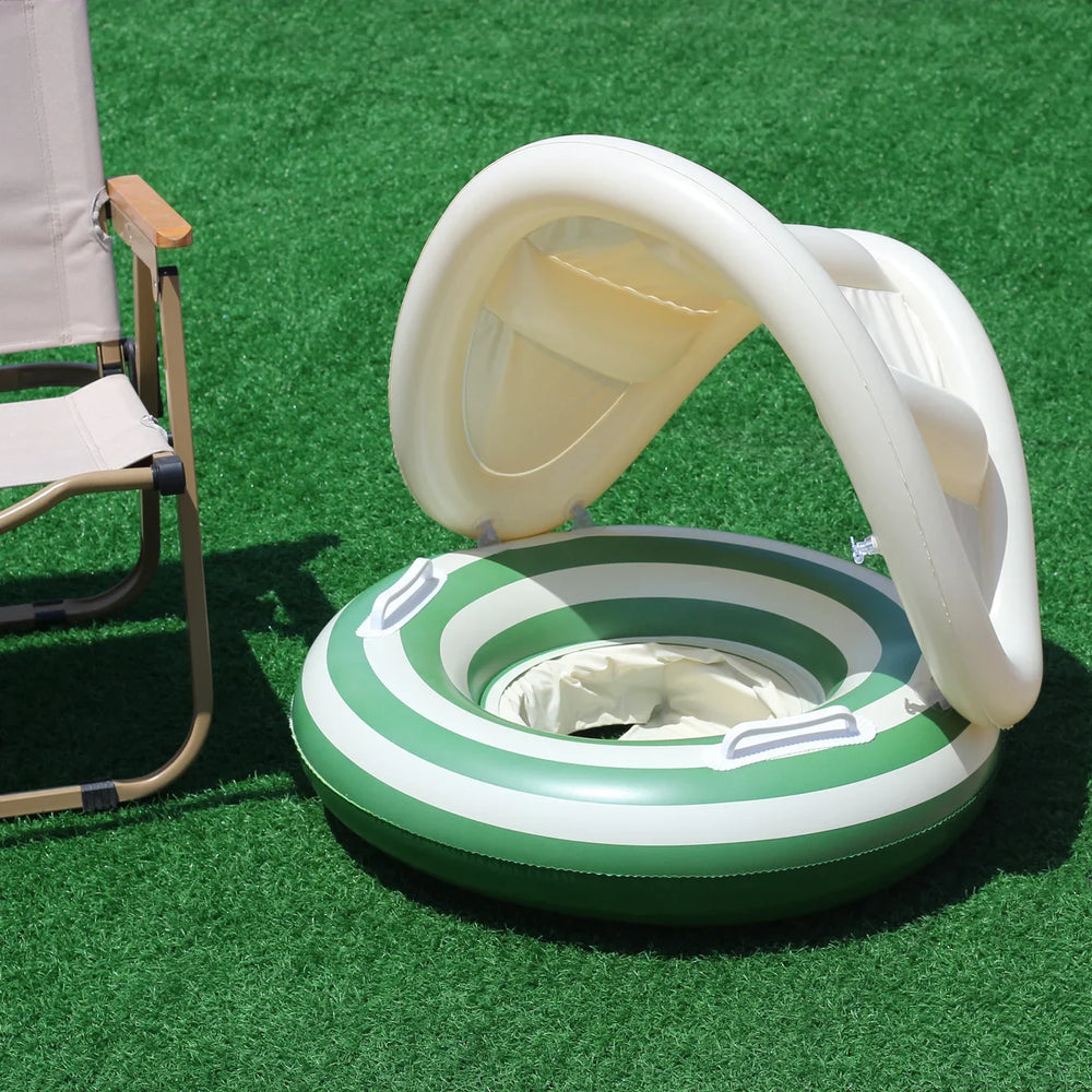 Inflatable Pool Float with Sun Canopy – PVC, Grip Handles & Shade