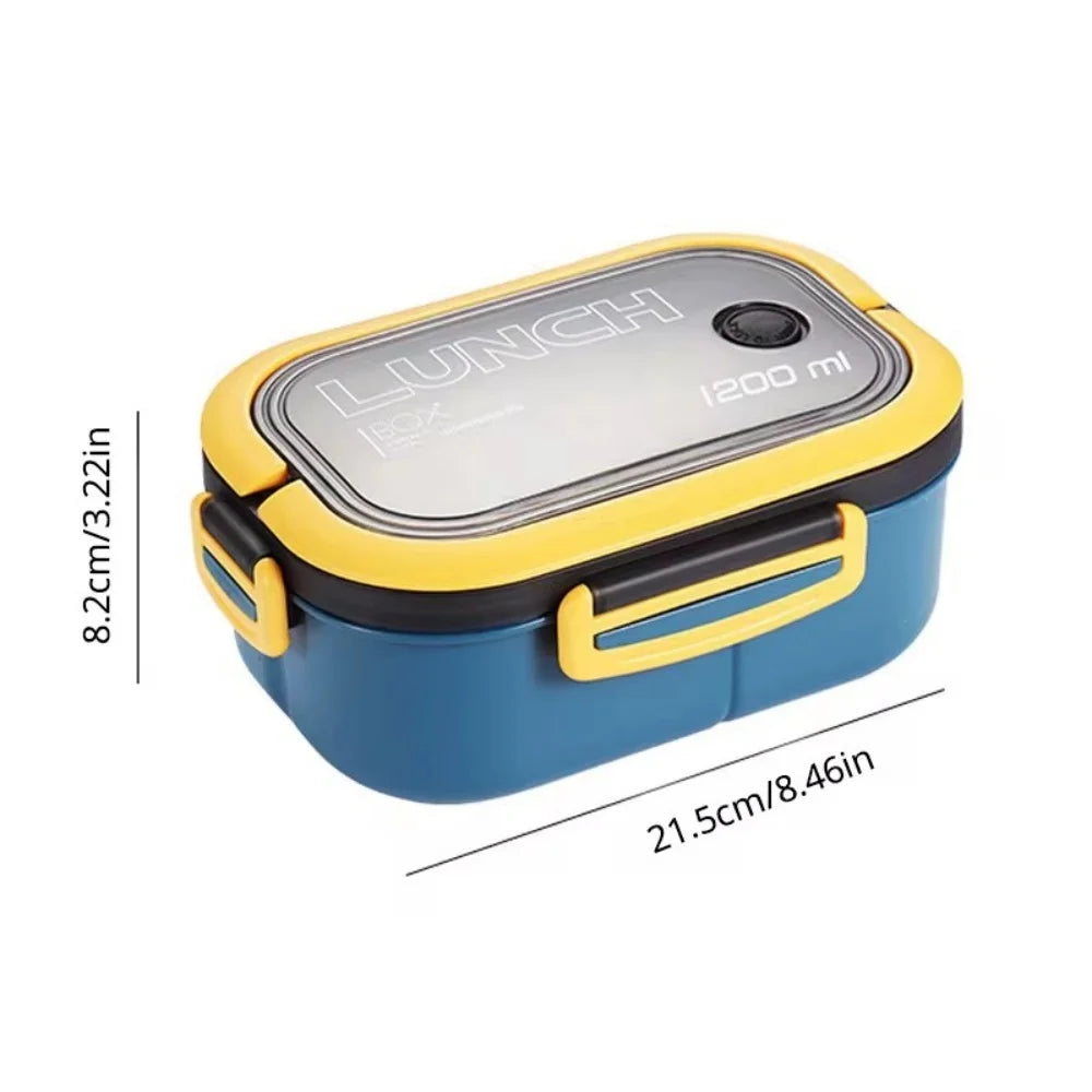 Bento Lunch Box – 1200ml 2-Tier Leakproof, Divided Tray & Spoon & Fork Included