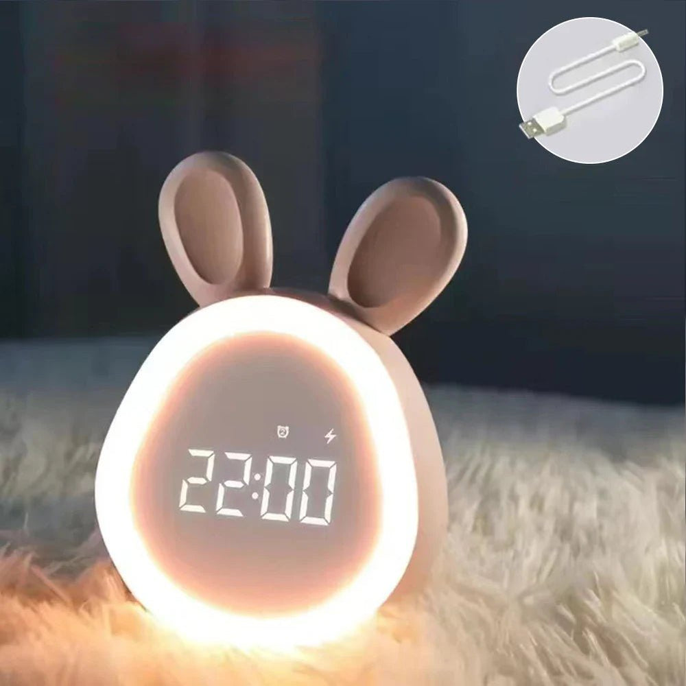 Kids' Bunny-Shaped Alarm Clock with LED Night Light – BunniGlow