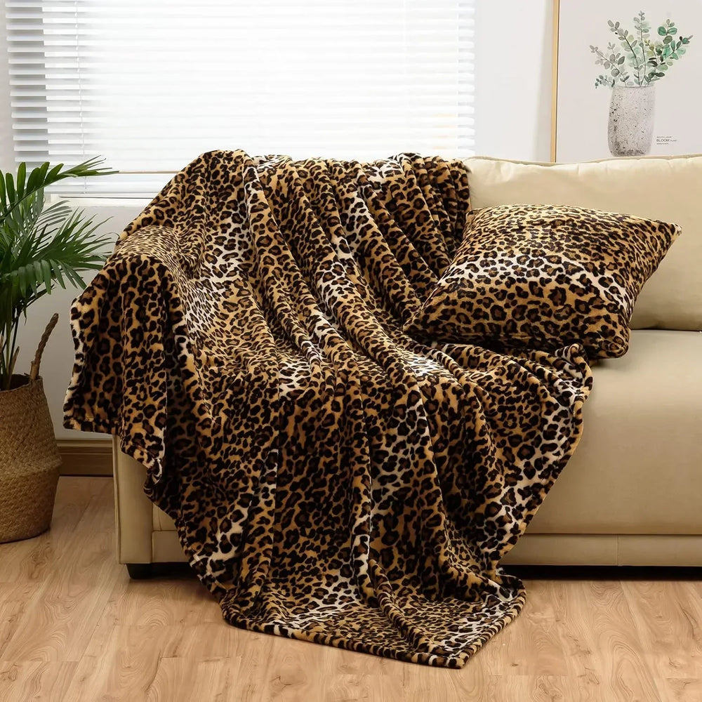 Fleece Throw Blanket – Leopard Print, Soft Flannel & Machine Washable, 4 Sizes