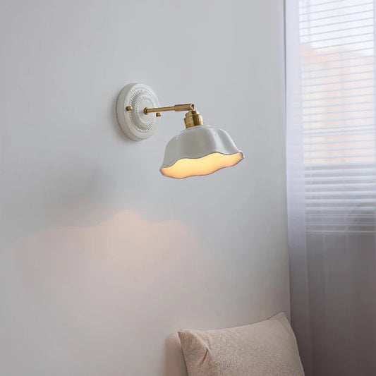 Nordic Ceramic Wall Lamp – Cream Finish, Vintage Elegance & Warm Ambient Glow