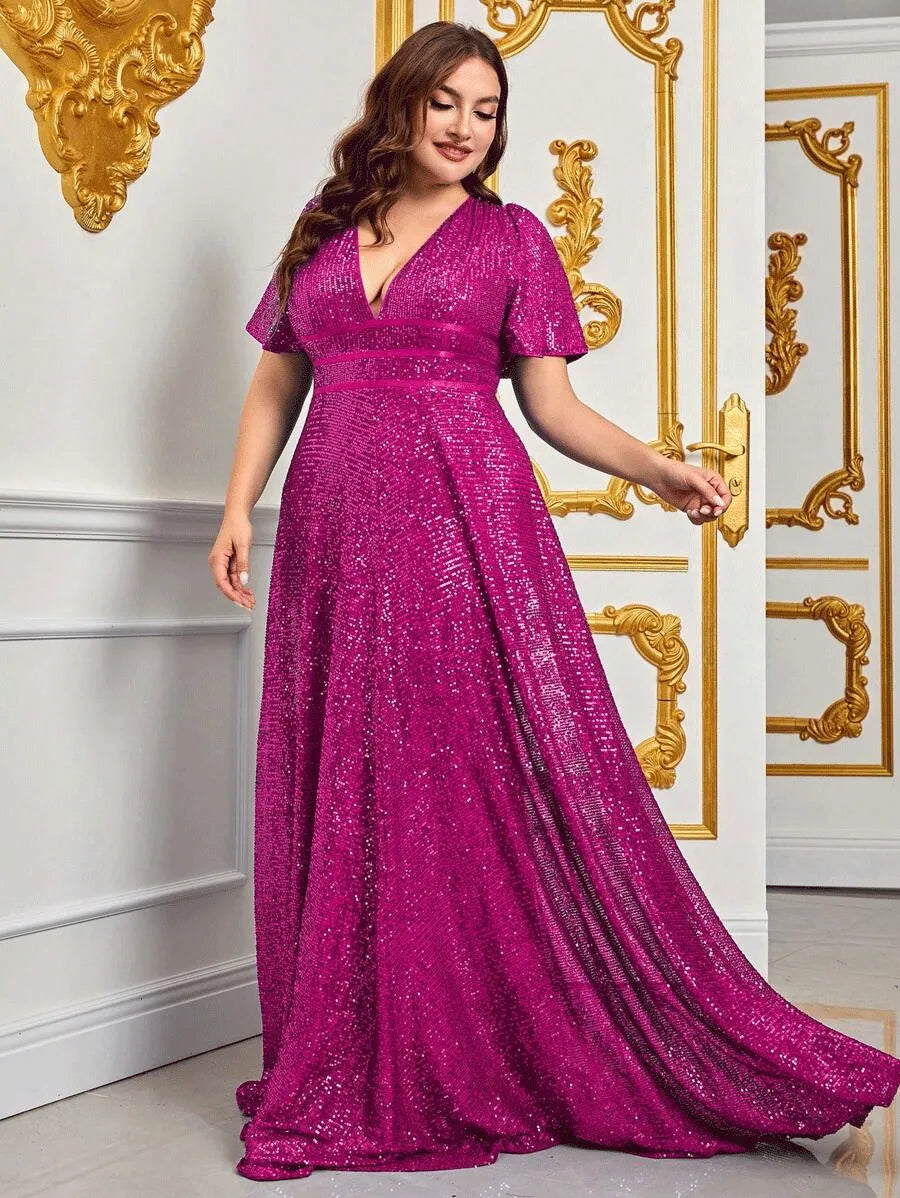 Elegant Plus-Size Maxi Evening Dress for Fall - Luxurious Style & Comfort