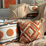 Tufted Throw Pillow – 45×45cm, Handwoven Texture & Geometric Pattern