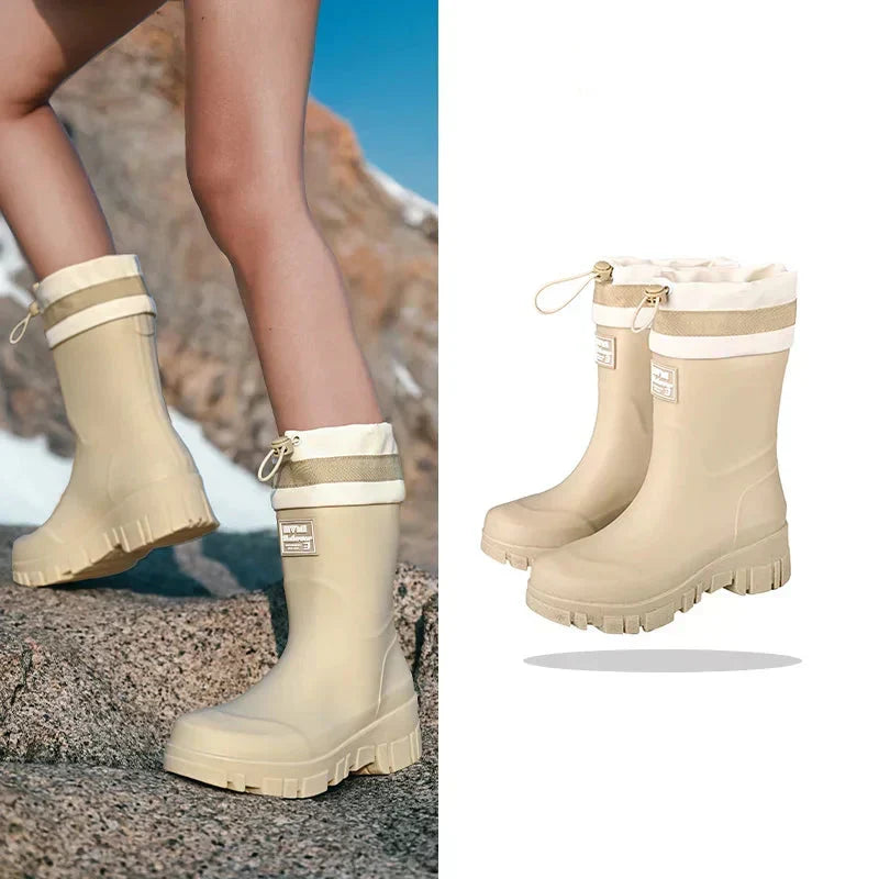 Arlena – Women's Retro Waterproof Rain Boots with Non-Slip Sole