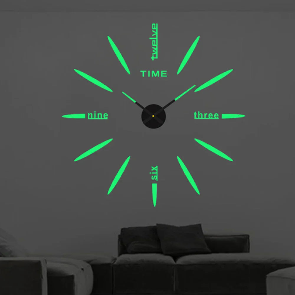 3D Acrylic Wall Clock – Self-Adhesive, Quartz Movement & Up to 130cm