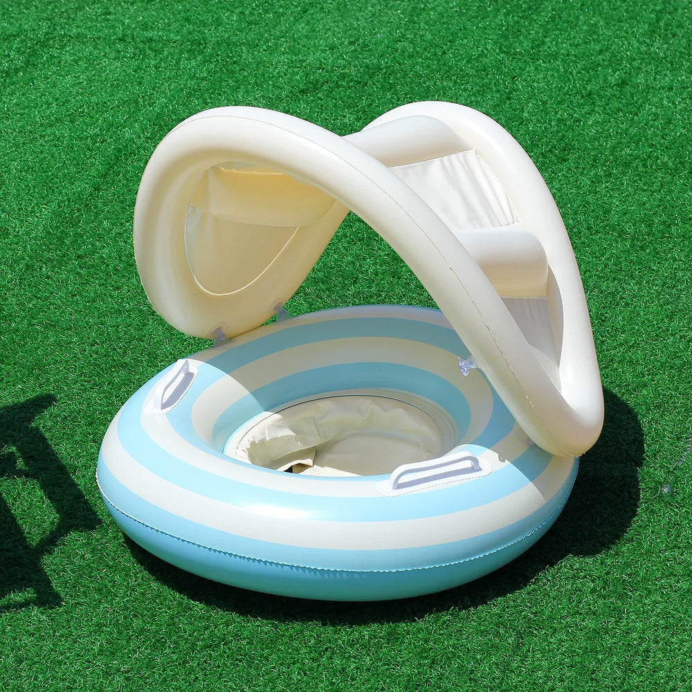 Inflatable Pool Float with Sun Canopy – PVC, Grip Handles & Shade