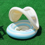 Inflatable Pool Float with Sun Canopy – PVC, Grip Handles & Shade