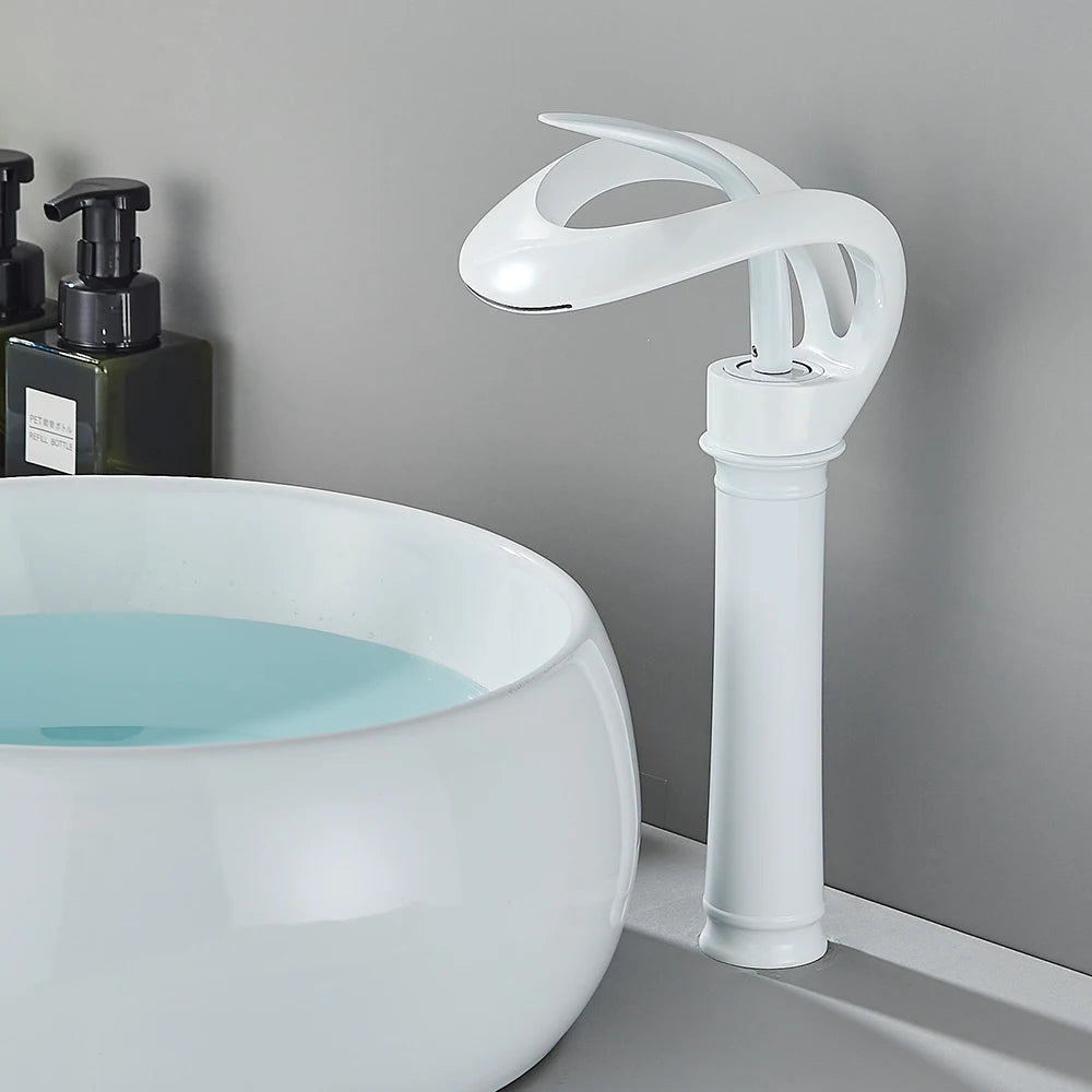 Flowarc Waterfall Mixer Tap – White-Long