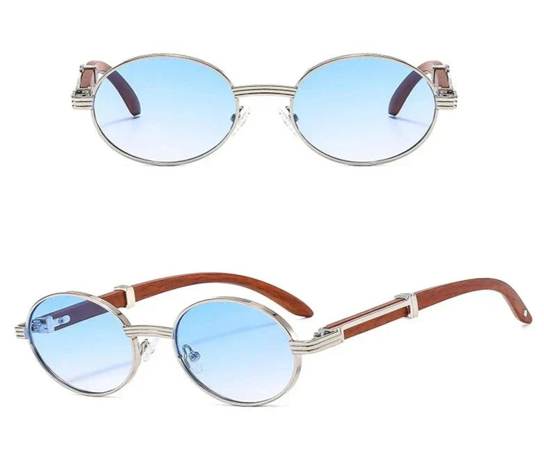 Unisex Wooden Frame Oval Sunglasses – UV Protection, Lightweight & 4 Colors