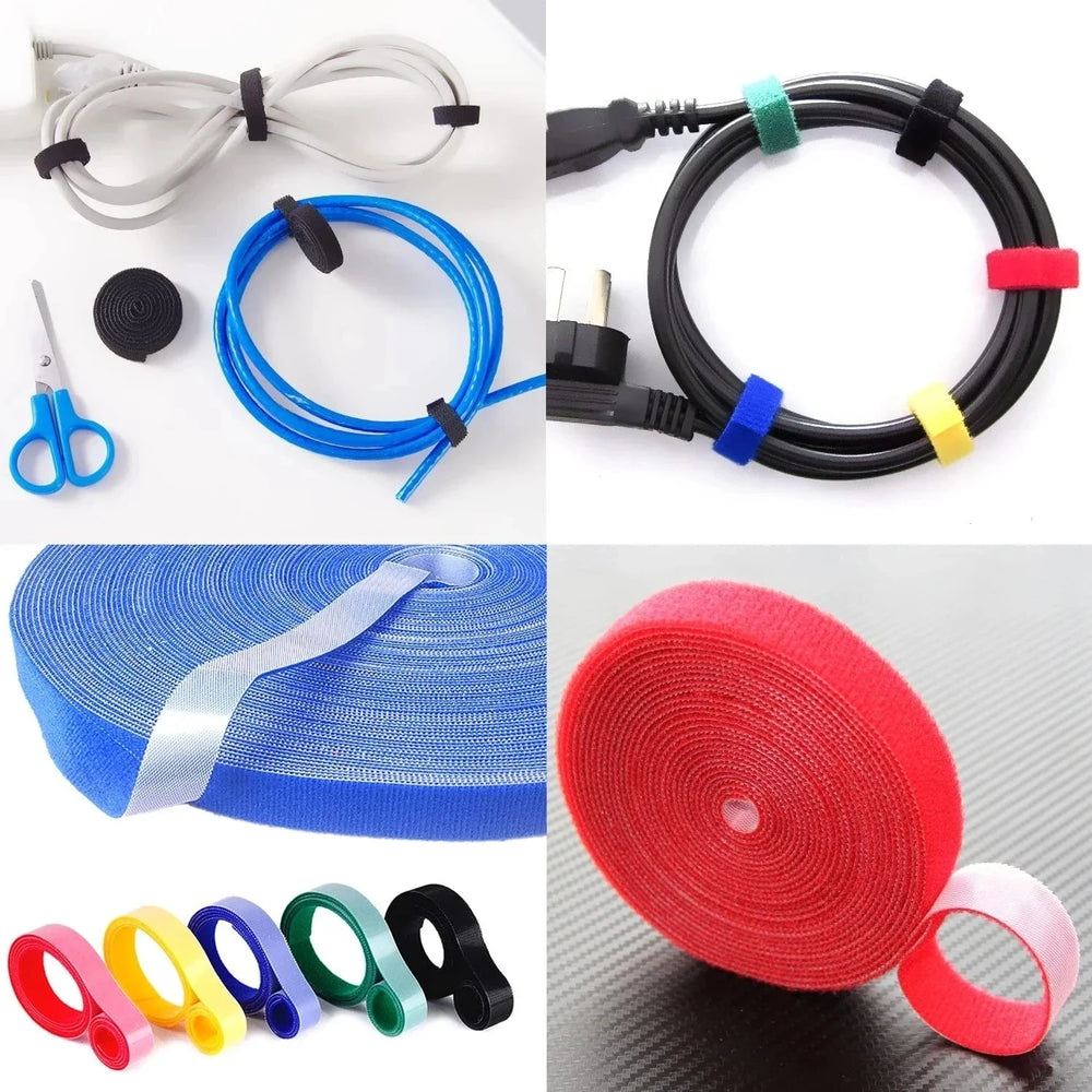 Cable Management Hook & Loop Tape – 5m Reusable, 2cm Wide & Grey Nylon